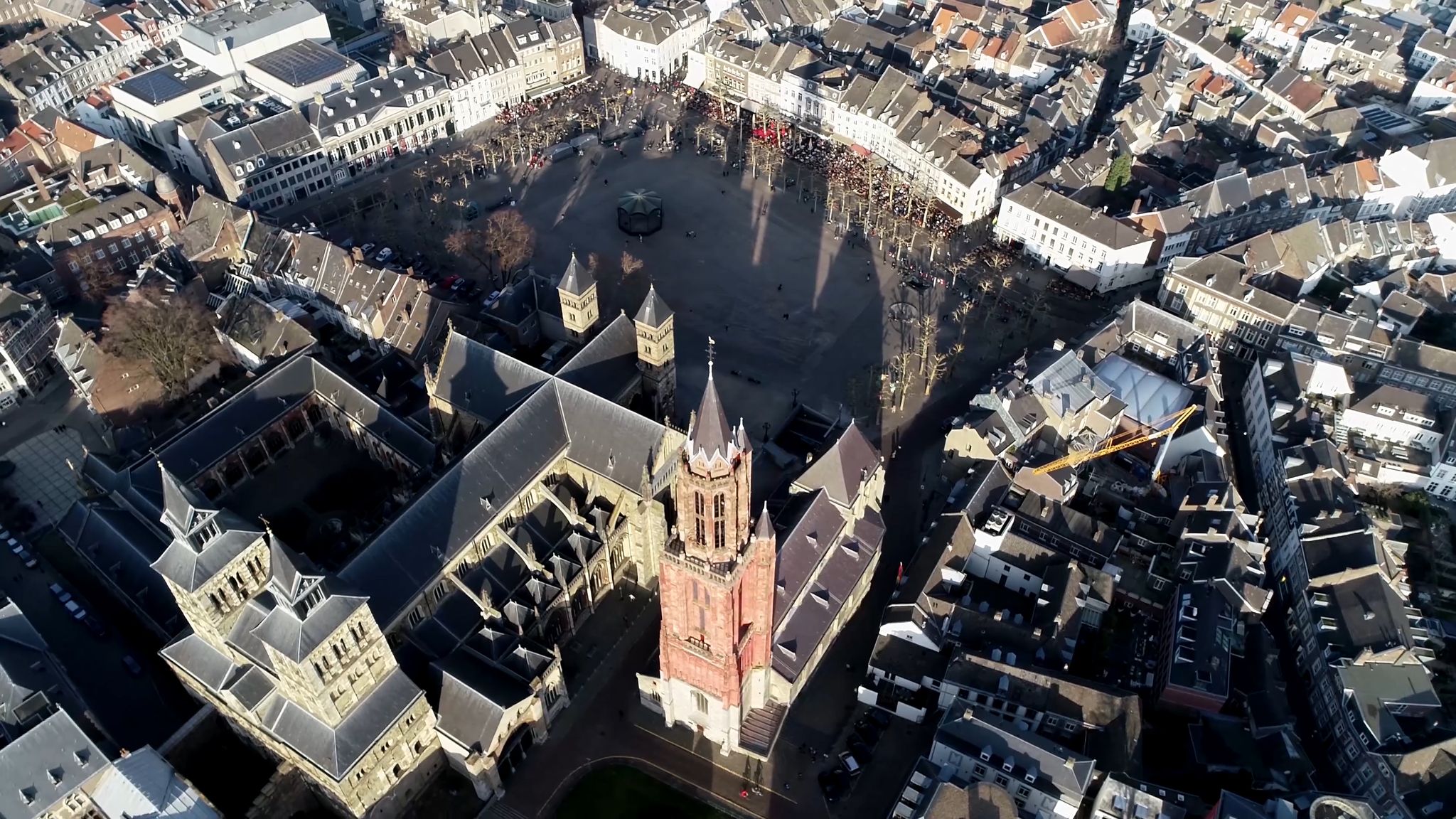photo of aerial view of Basilica of Saint Servatius in Maastricht, Netherlands.