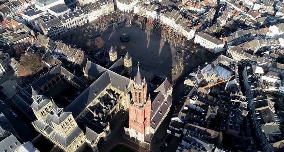 photo of aerial view of Basilica of Saint Servatius in Maastricht, Netherlands.