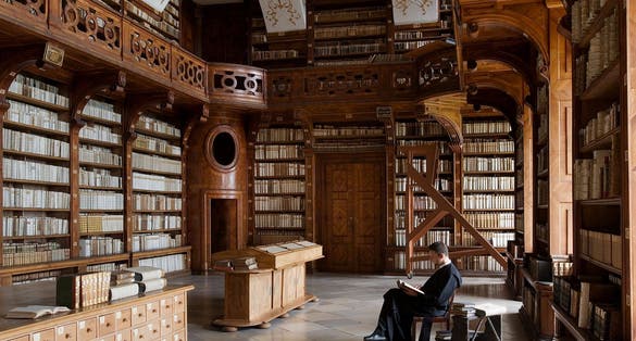Photo of Göttweig Abbey library.