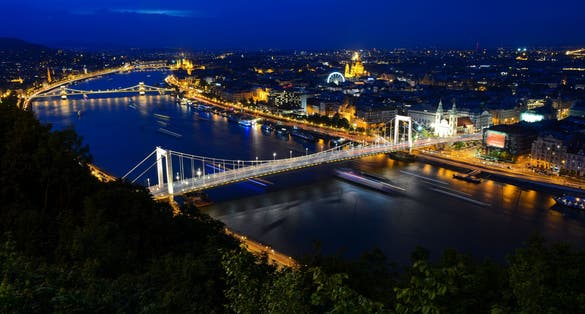 Photo of Night panoramic view to the city from Citadella, Budapest, Hungary.