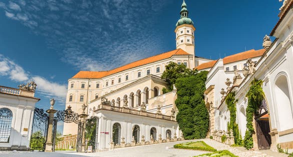 Photo of Mikulov Castle, one of the most important castles in South Moravia, view from Mikulov town, Czech Republic.