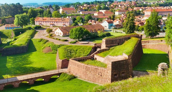 Belfort cityscape with famous citadel rampart