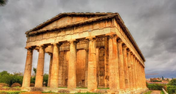 photo of view of Temple of Hephaestus in Ancient Agora, Athens, Greece.