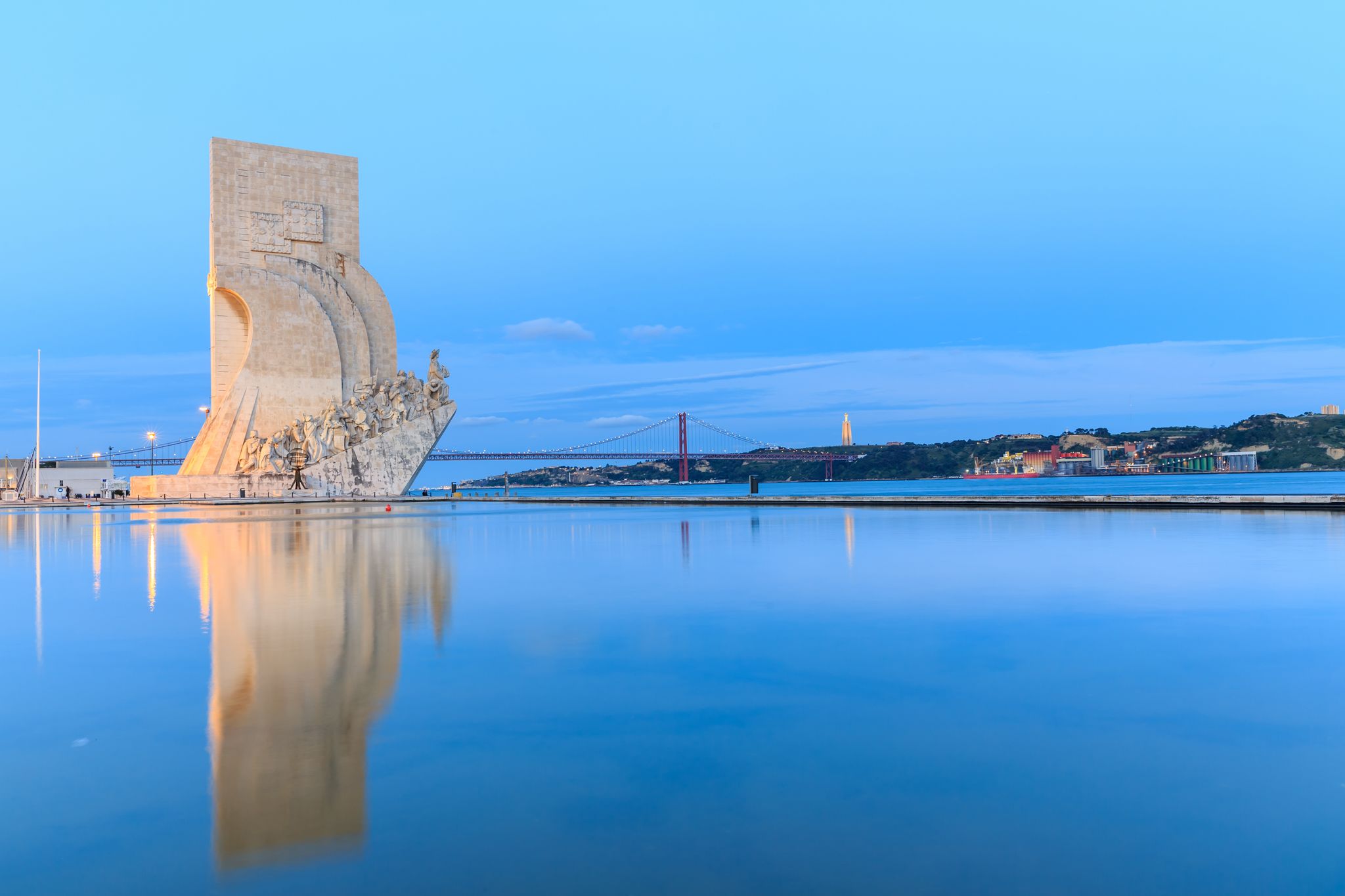 Photo of aerial view of Padrao dos Descobrimentos (Monument to the Discoveries), Lisbon, Portugal.