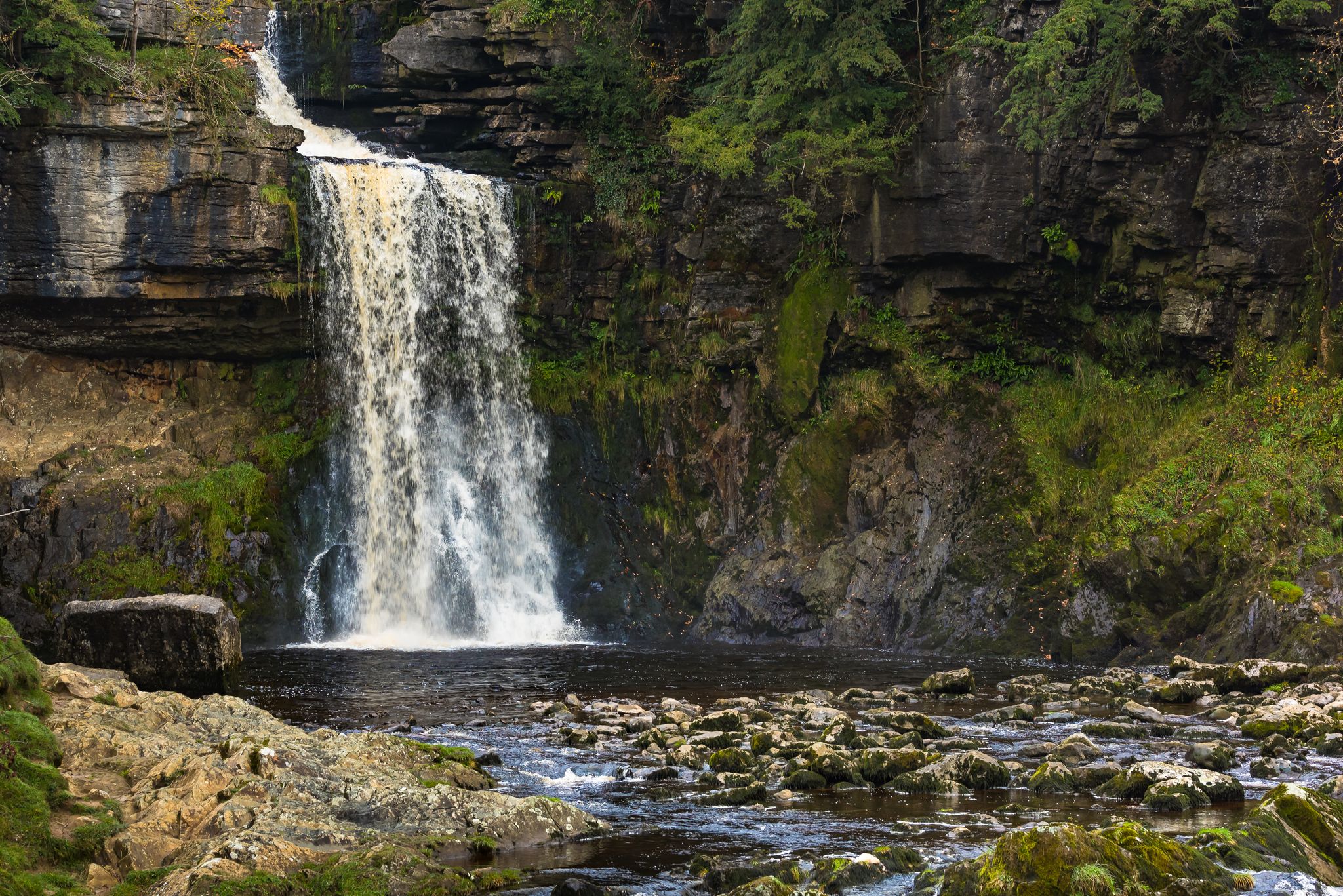 Photo of Waterfalls in the Ingleton Waterfalls Trail in North Yorkshire, UK.