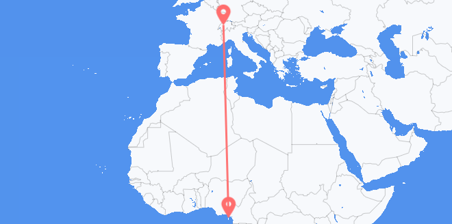 frá Miðbaugs-Gíneu til Sviss