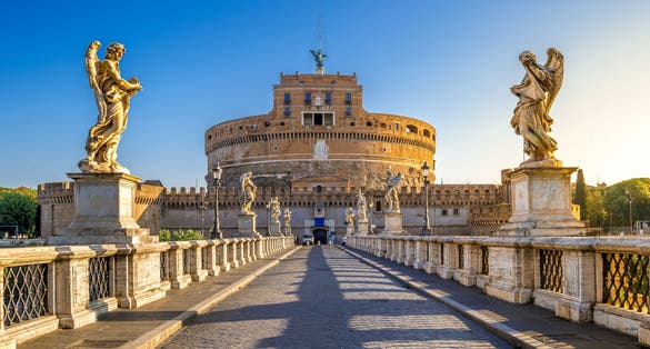 photo of holy angel castle, also known as hadrian mausoleum in the morning, Rome, Italy.