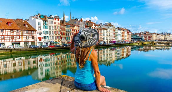 Woman tourist in Bayonne- France, basque country