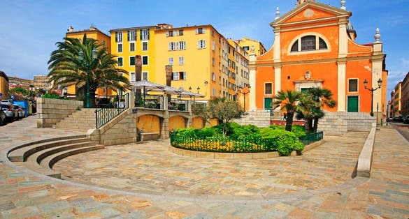 Photo of houses and Ajaccio Cathedral (of Our Lady of the Assumption, built between 1577 and 1593.