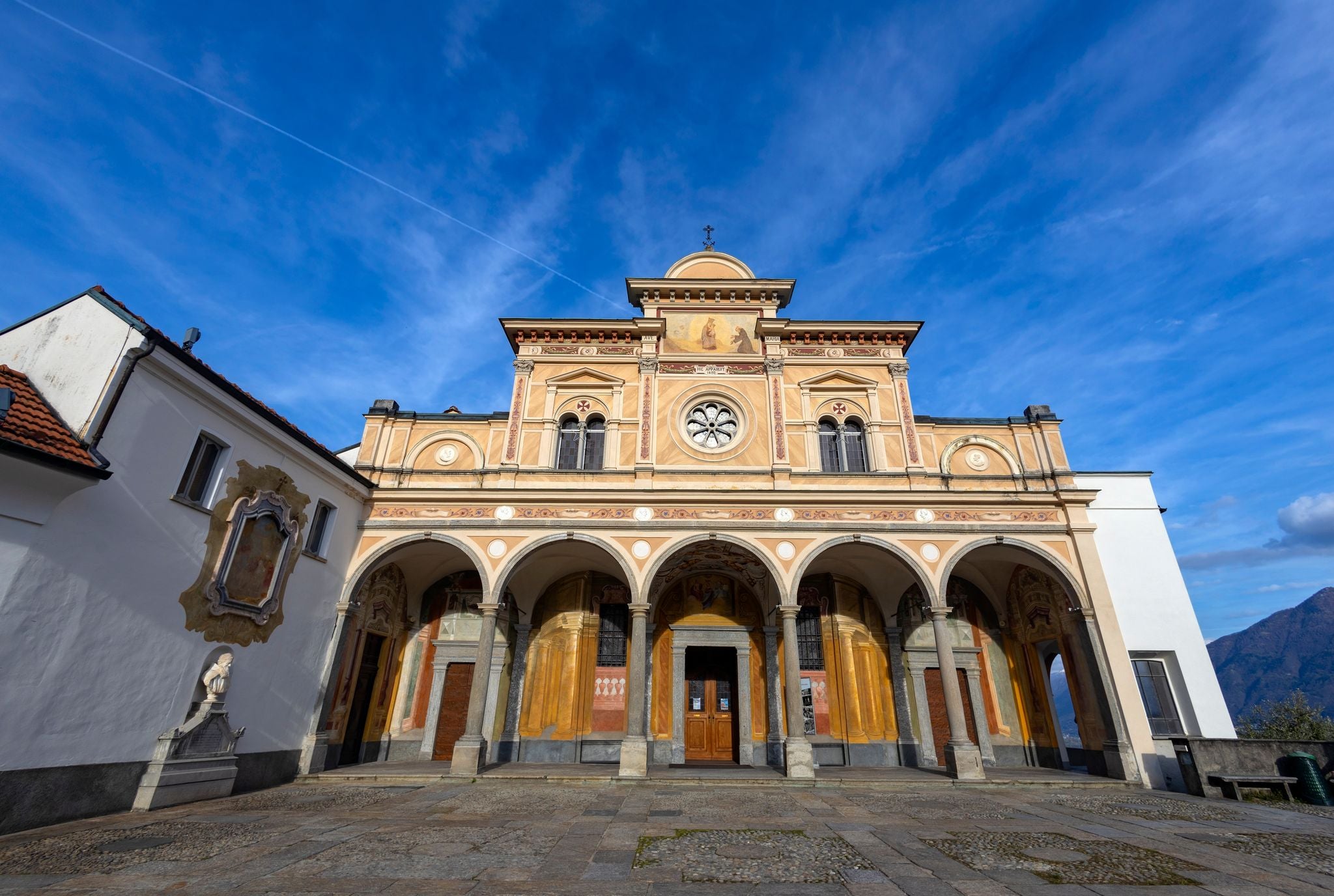 Photo of the Sanctuary of the Madonna del Sasso in Locarno, Canton of Ticino, Switzerland.