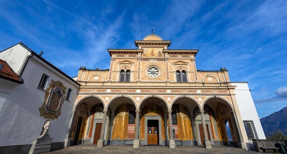 Photo of the Sanctuary of the Madonna del Sasso in Locarno, Canton of Ticino, Switzerland.