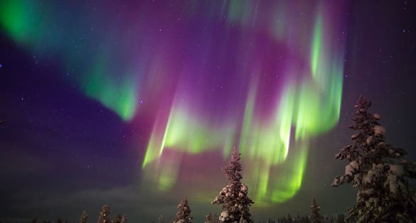 Photo of aurora borealis (northern lights) in Lapland, Ivalo.