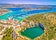 Photo of Rogoznica turquoise bay and Dragon Eye lake aerial view, Dalmatia region of Croatia.