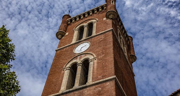 Gothic style Catholic St. James Church (Eglise Saint-Jacques de Perpignan). This 13th century church was commissioned by Jacques I de Mallorca. Perpignan. Pyrenees-Orientales, France.