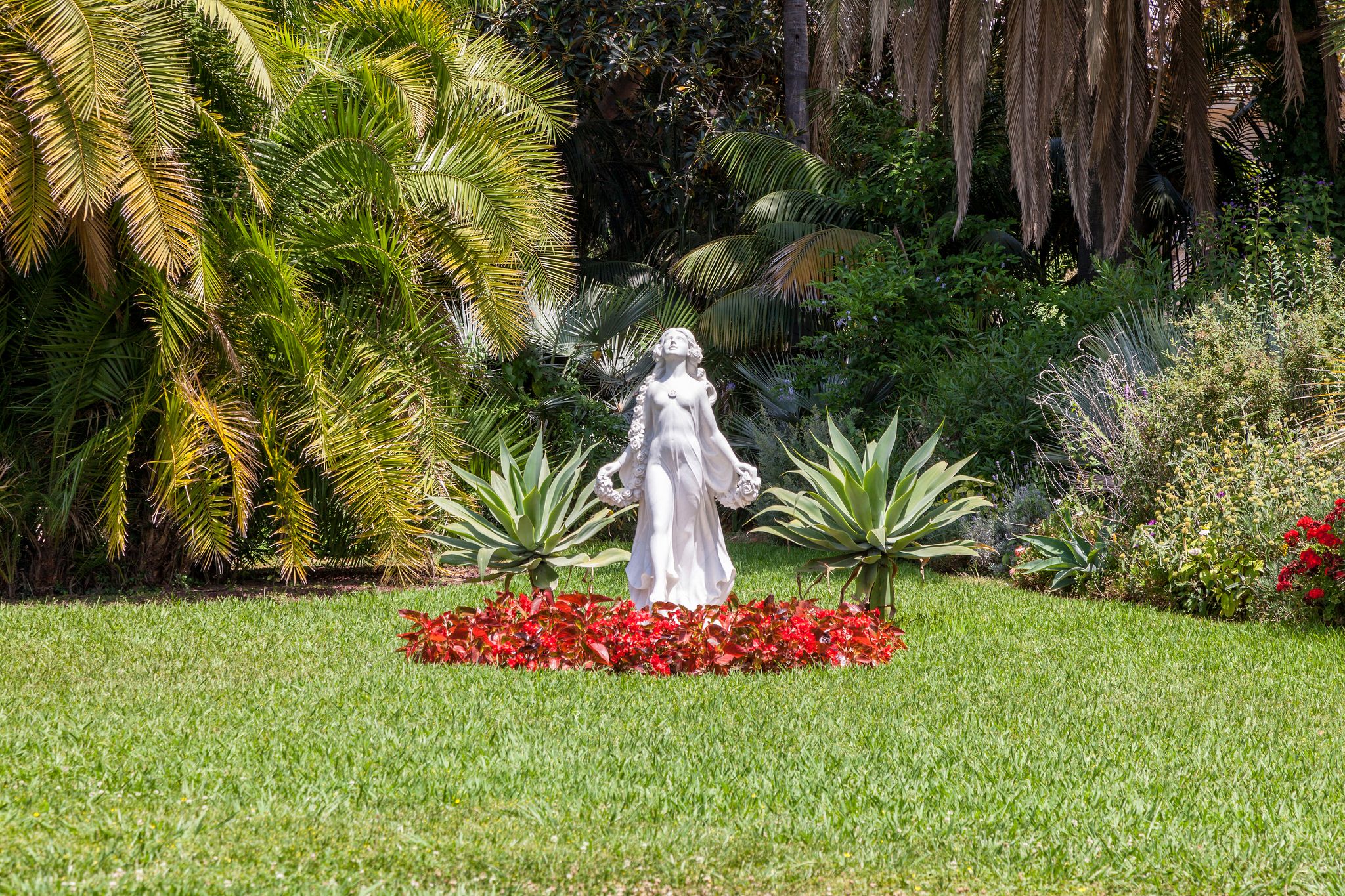 Botanic garden of Villa Ormond. San Remo, seaside city on the Italian Riviera. Liguria, Italy