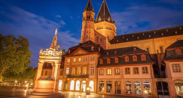 photo of view Mainz Cathedral at evening. Mainz, Rhineland-Palatinate, Germany.