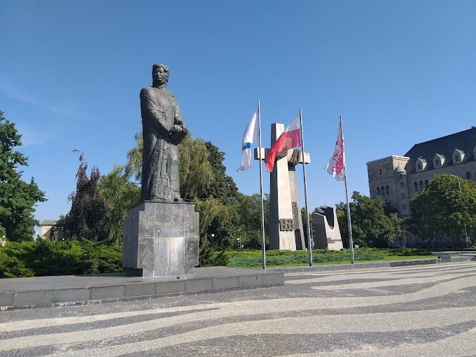Adam Mickiewicz Monument in Poznań Poland.
