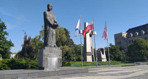 Adam Mickiewicz Monument in Poznań Poland.