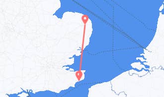 Train tickets from Brundall to Folkestone and Hythe