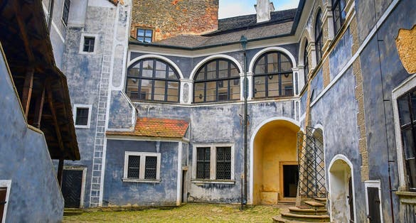Photo of Courtyard on Buchlov castle. Region South Moravia, Czech Republic.
