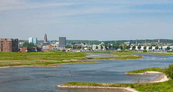 Skyline Arnhem And Rhine Blue Sky