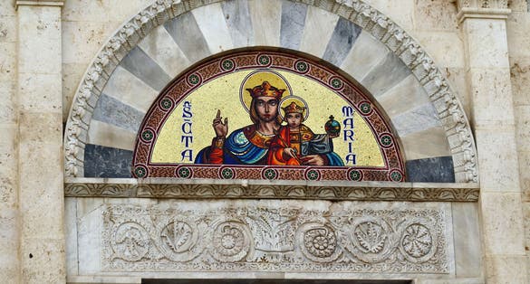 Lunette of the Cathedral of Cagliari, Sardinia, Italy.