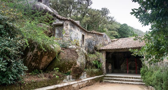Photo of Abandoned and empty medieval Convento dos Capuchos in the Serra de Sintra National Park,Portugal. Portugal and Sintra travel destinations.