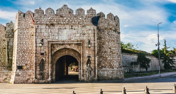 Stone gate and entrance to the old medieval fortress in the city of Nis, Serbia.