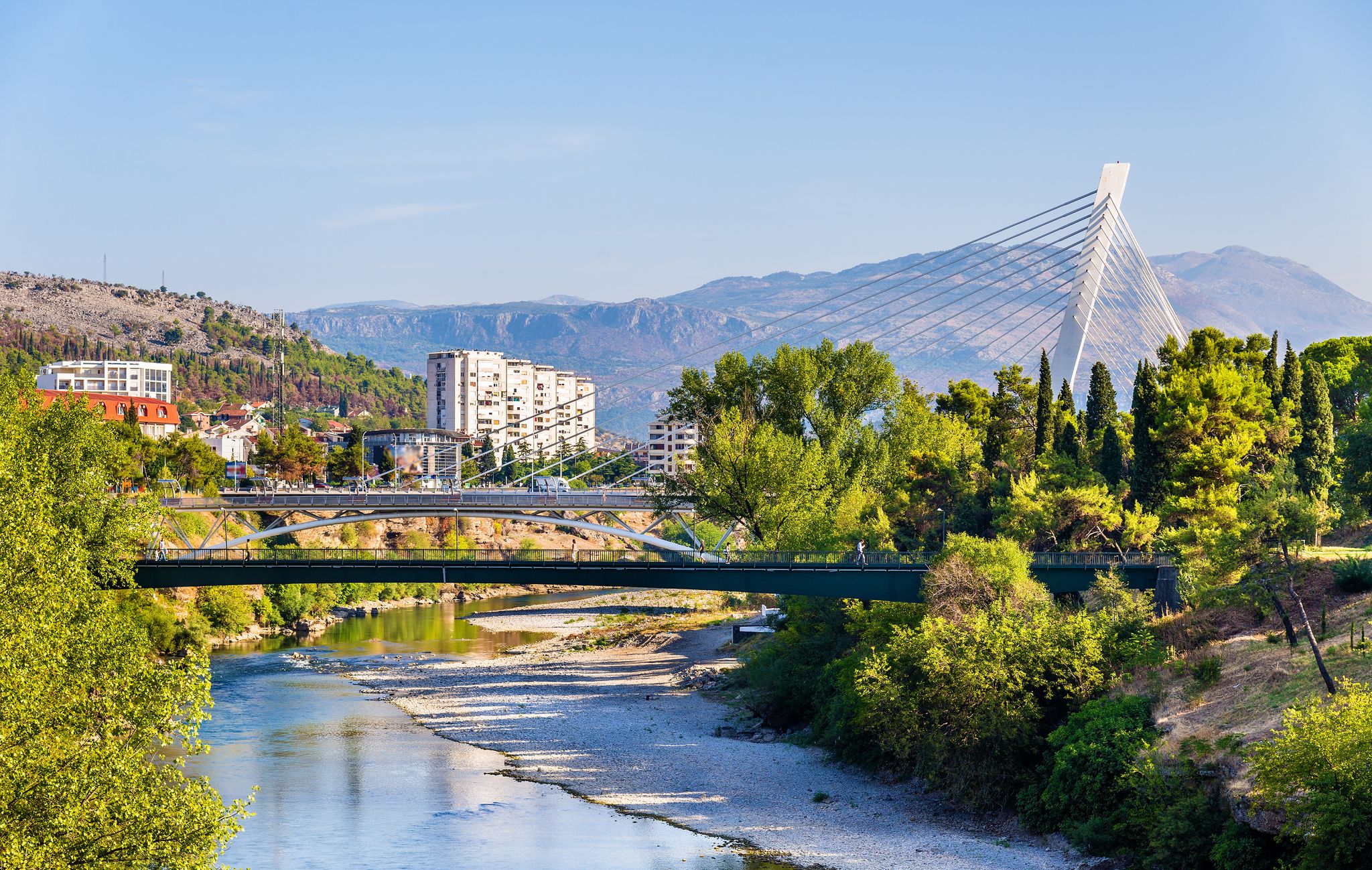 Photo of Podgorica city at Moraca riverside ,Montenegro.