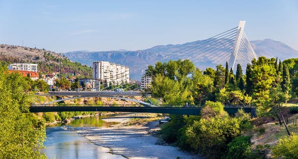 Photo of Podgorica city at Moraca riverside ,Montenegro.