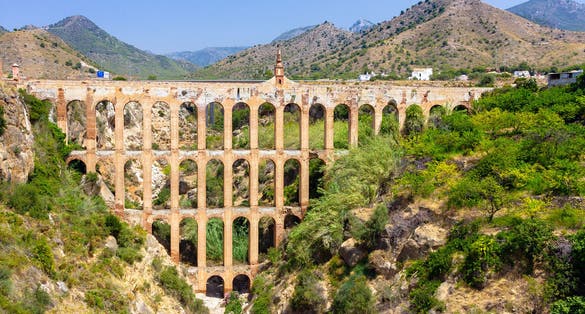 photo of view of Old aqueduct in Nerja, Costa del Sol, Spain