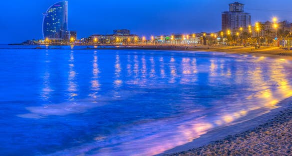 Photo of Serene, beautiful evening on La Barceloneta beach Barcelona Catalonia Spain.