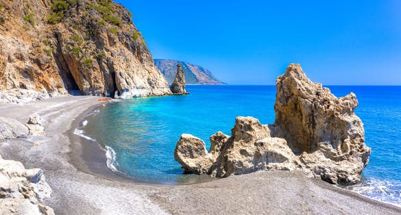 Photo of amazing Kalogeros beach near Agia Roumeli, Chania, Crete, Greece.