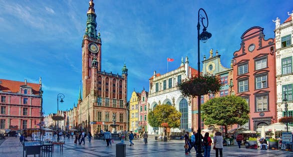Photo of Gdansk town Hall and Artus Court, Poland.