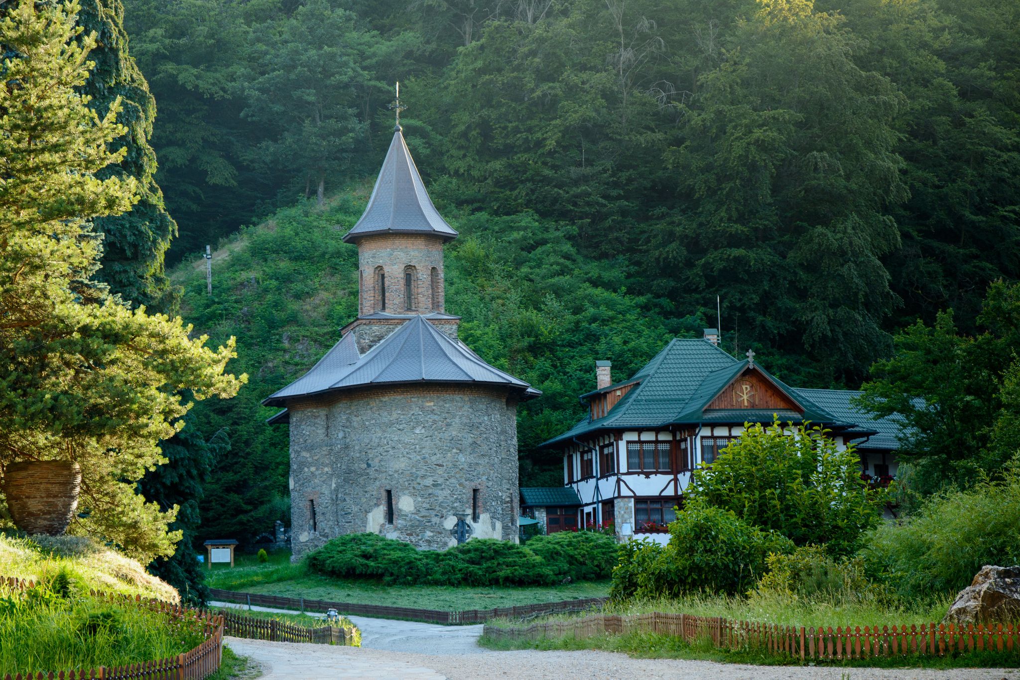 Photo of beautiful old church Prislop Monastery, Romania.