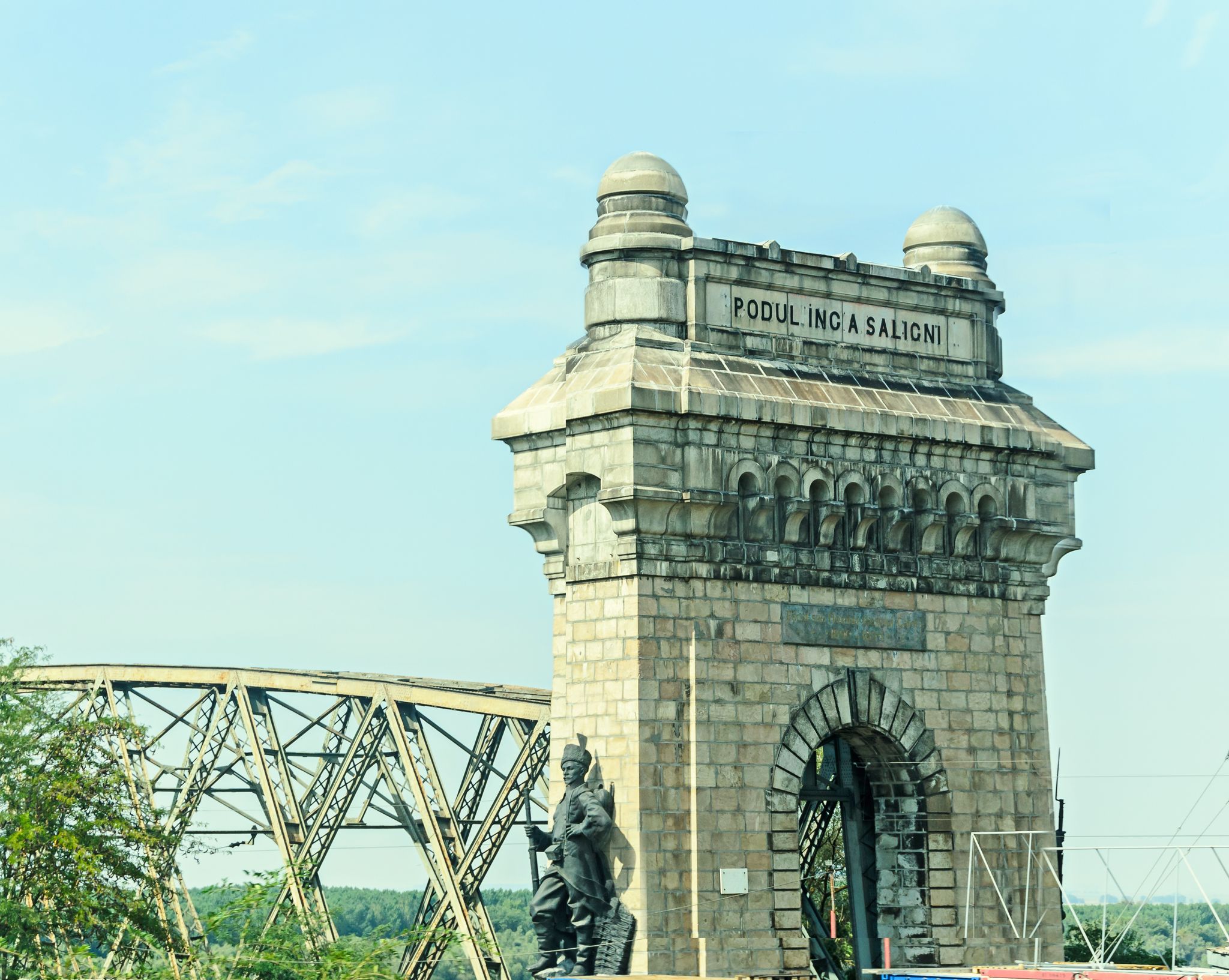 Photo of Anghel Saligny Bridge over Danube from Romania.