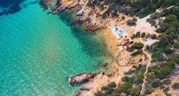 Wonderful beach di Cala Cipolla of Chia bay, Sardinia, Italy.
