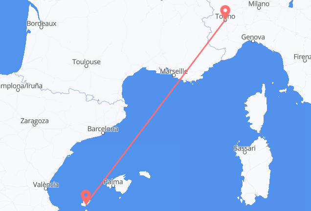 Ibiza to Turin