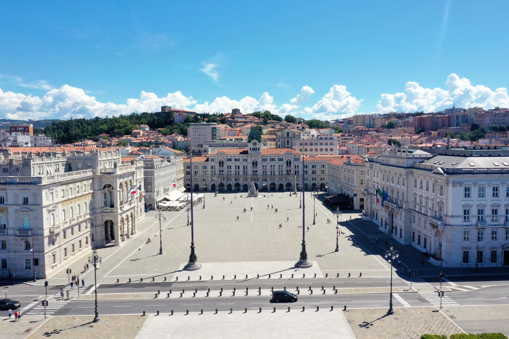 photo of Trieste - Piazza Unità d Italia from above in a panoramic city; 18 August 2020,Riva 3 Novembre street.