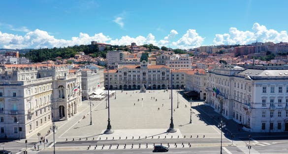 photo of Trieste - Piazza Unità d Italia from above in a panoramic city; 18 August 2020,Riva 3 Novembre street.