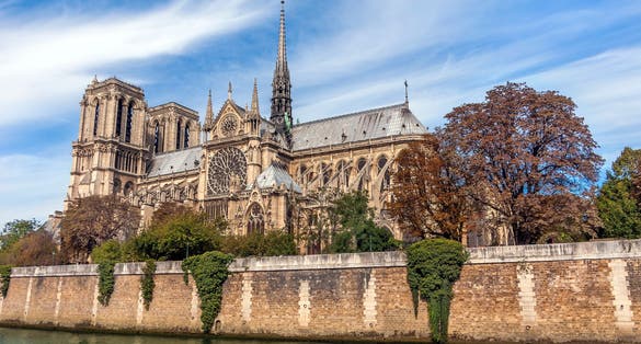 Photo of Notre Dame cathedral in the center of Paris, France before the fire.