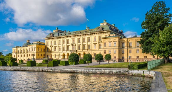 Photo of view over Drottningholm palace in Stockholm, Sweden.