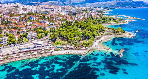 Photo of Split city beaches aerial view, Croatia.