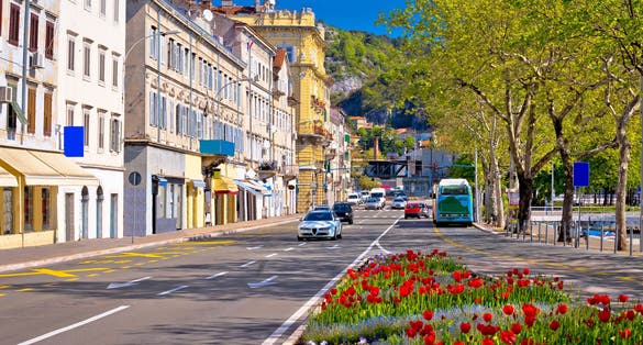 Photo of city of Rijeka Delta street view in springtime, Kvarner bay, Croatia.