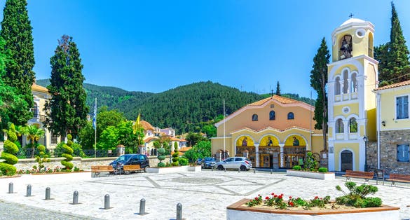 photo of Town square and church in Xanthi, Eastern Macedonia and Thrace, Greece.