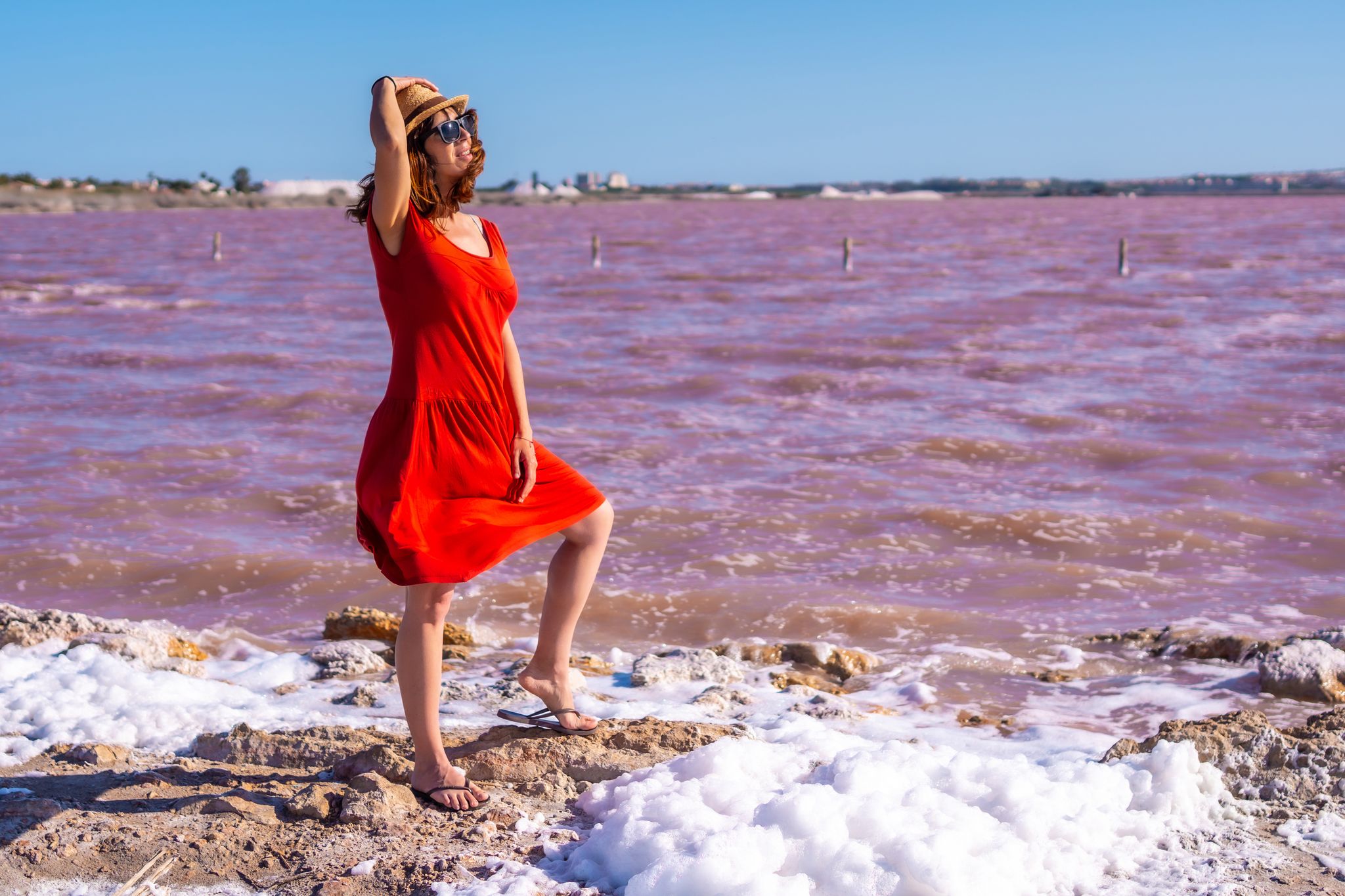 Photo of aerial view of the Torrevieja coastal city, Costa Blanca, province of Alicante, Spain.
