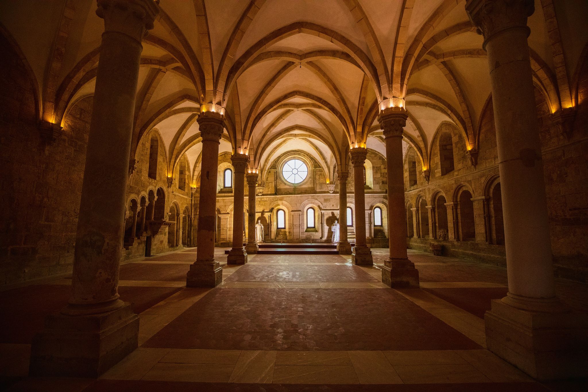 Stunning interior of Alcobaca monastery UNESCO world heritage site.