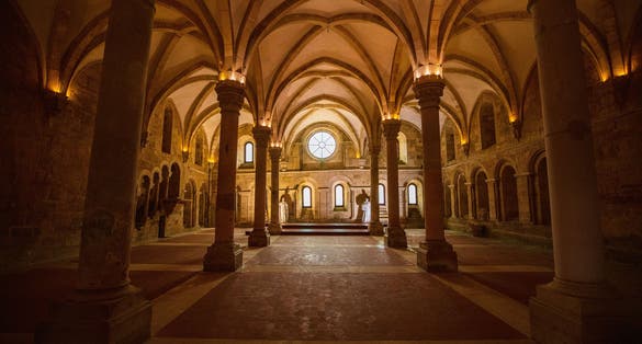 Stunning interior of Alcobaca monastery UNESCO world heritage site.
