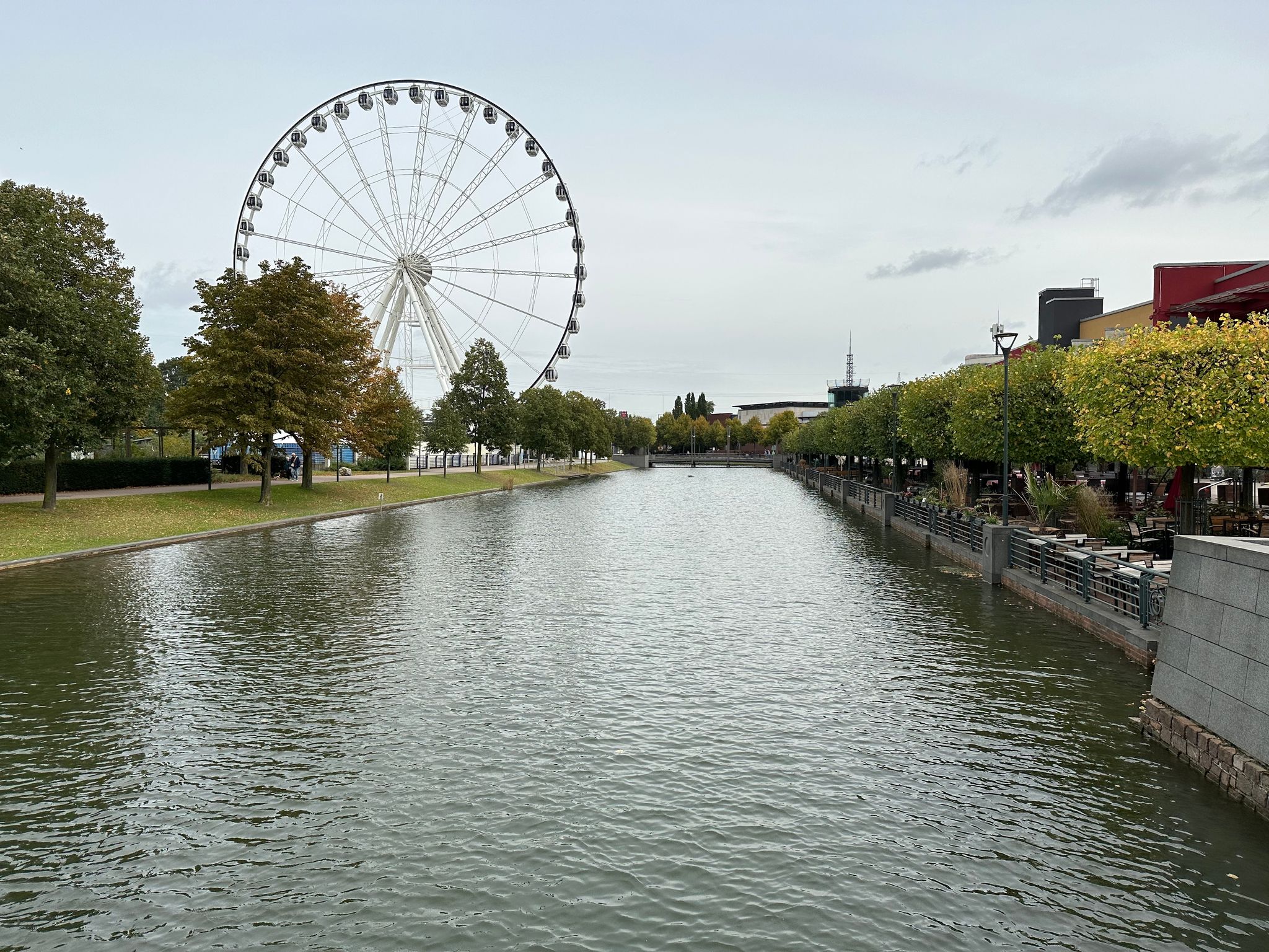 Photo of Oberhausen River with Ferris Wheel, Germany.