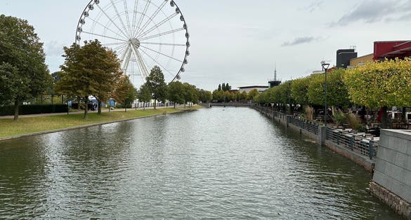 Photo of Oberhausen River with Ferris Wheel, Germany.